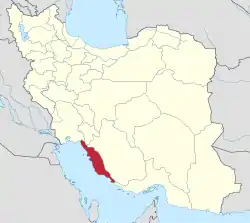 Location of Bushehr province in&nbsp;Iran