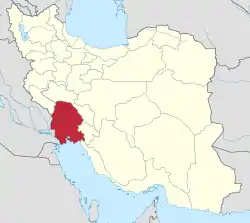Location of Khuzestan province in&nbsp;Iran