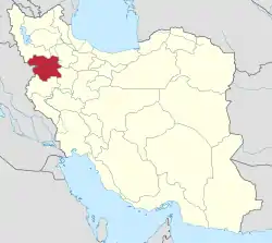 Location of Kurdistan province in&nbsp;Iran