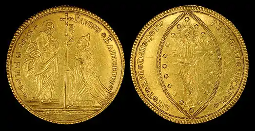 50 Zecchini from the reign of Paolo Renier (1779–89), penultimate Doge of Venice.