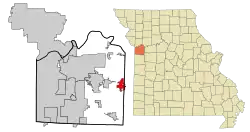 Location within Jackson County
