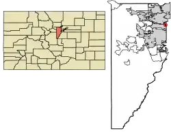 Location of Lakeside in Jefferson County, Colorado.