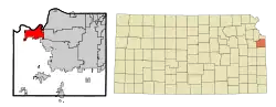 Location within Johnson County and Kansas