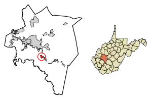 Location of Marmet in Kanawha County, West Virginia.