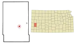 Location within Kearny County (left) and Kansas (right)