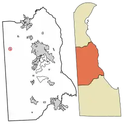 Location of Hartly in Kent County, Delaware.