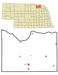Location of Bazile Mills, Nebraska
