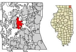Location in Lake County and the state of Illinois