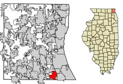 Location of Riverwoods in Lake County, Illinois.
