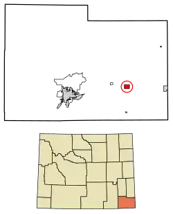 Location of Burns in Laramie County, Wyoming.