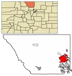 Location of Fort Collins in Larimer County, Colorado