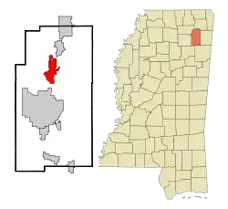 Location in Lee county and the state of Mississippi