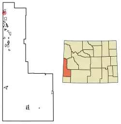 Location of Alpine in Lincoln County, Wyoming.