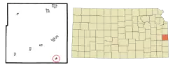 Location within Linn County and Kansas