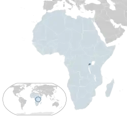 Location of&nbsp;Rwanda&nbsp;(dark blue)in Africa&nbsp;(light blue)
