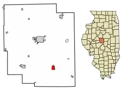 Location of Mount Pulaski in Logan County, Illinois.