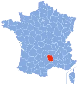 In red, the modern territory of Lozère within France