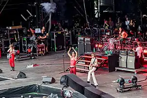 Måneskin during Rock am Ring, 2022; from left to right: Victoria De Angelis, Damiano David, Thomas Raggi,   Ethan Torchio