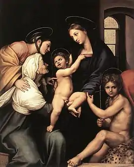Raphael and AssistantsMadonna dell'Impannata. 158 × 125&nbsp;cm.