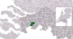 Highlighted position of Rucphen in a municipal map of North Brabant