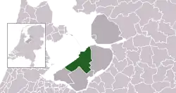Highlighted position of Lelystad in a municipal map of Flevoland