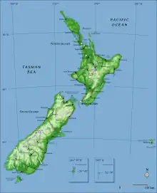 Image 53An annotated relief map (from Geography of New Zealand)