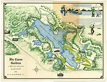 "2 miles South of Chipley on U.S. Highway 27." - Map of Ida Cason Gardens located in Calloway Gardens