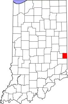 Map of Indiana highlighting Union County