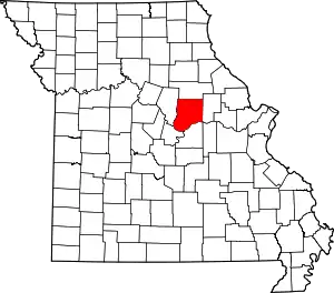 Map of Missouri highlighting Callaway County