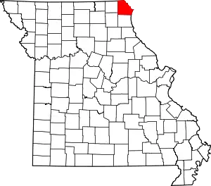 Map of Missouri highlighting Clark County