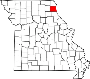 Map of Missouri highlighting Lewis County