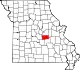 Map of Missouri highlighting Maries County