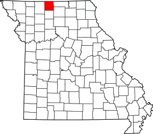 Map of Missouri highlighting Mercer County
