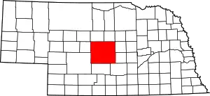 Map of Nebraska highlighting Custer County
