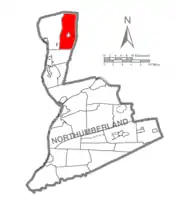 Map of Northumberland County, Pennsylvania highlighting Lewis Township