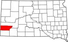 Map of South Dakota highlighting Custer County
