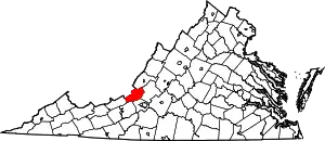 Map of Virginia highlighting Craig County