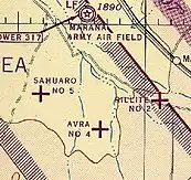 1945 Phoenix sectional chart shows El Tiro Gliderport as Marana Auxiliary Army Airfield No. 5 (aka Sahuaro Field).