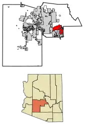 Location of Mesa in Maricopa County, Arizona