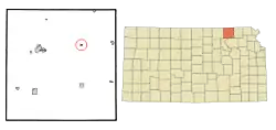 Location within Marshall County and Kansas