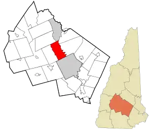 Location in Merrimack County and the state of New Hampshire.