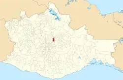 Location of the municipality in Oaxaca