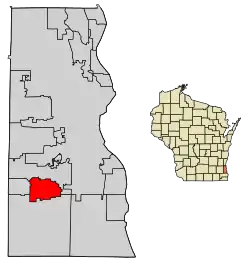 Location of Greendale in Milwaukee County, Wisconsin.