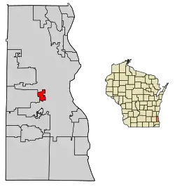 Location of West Milwaukee in Milwaukee County, Wisconsin.