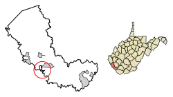 Location of Matewan in Mingo County, West Virginia.