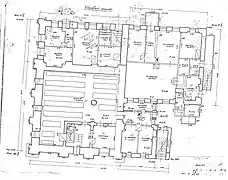 Ground floor plan, made in 1954 during the reconstruction