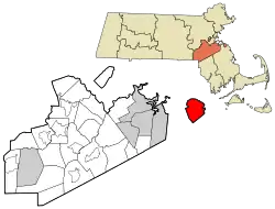 Location as an exclave of Norfolk County in Massachusetts