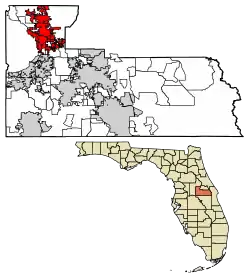 Location of Apopka in Orange County, Florida.