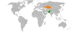 Map indicating locations of Pakistan and Kazakhstan