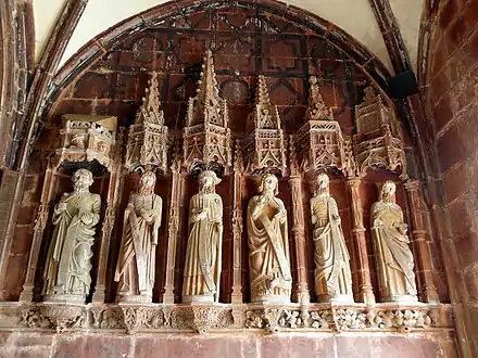 Inside the south porch are these statues depicting Saint Peter, Saint Andrew, Saint James the Greater, Saint John, Saint Thomas and Saint James the Lesser